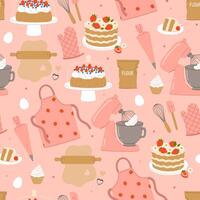 Seamless pattern of confectionery preparation items. graphics. vector