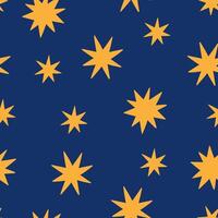 sin costura modelo con sencillo amarillo estrellas en un azul antecedentes. gráficos. vector