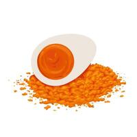 Illustration, salted egg and salted egg yolk powder, isolated on white background. vector