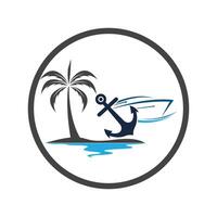 navegación barco yate logo ilustración aislado en blanco. yate club logotipo vector