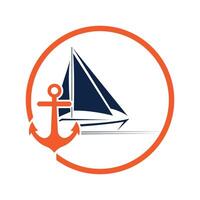 navegación barco yate logo ilustración aislado en blanco. yate club logotipo vector