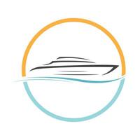 sailing boat yacht logo illustration isolated on white. Yacht club logotype vector