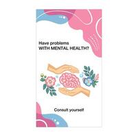 Banner brain in caring hands illustration vector