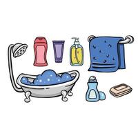 conjunto de baño objetos, personal higiene ilustración vector