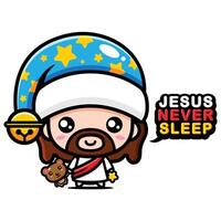 cute jesus christ never sleeps vector