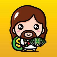 cute jesus brings money for you vector