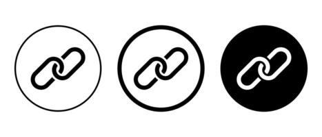 Chain link icon on black circle. Hyperlink sign symbol vector