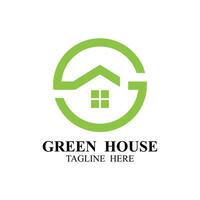diseño de logotipo de casa verde vector