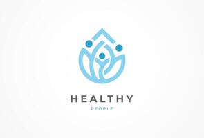 People logo design, humans with water drop icon combination, people logo design template design element, illustration vector