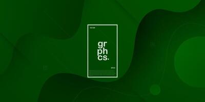 Modern dark green gradient illustration background dynamic with simple wave style. Cool design. Circle shapes pattern. Eps10 vector