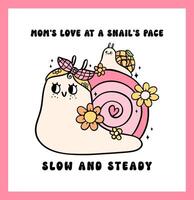 Retro Groovy Mothers Day card mom appreciation funny Doodle Drawing Vibrant Pastel Color for funny sarcastic Greeting Card and Sticker, tshirt Sublimation. vector