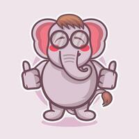 cute elephant animal character mascot with thumb up hand gesture isolated cartoon vector