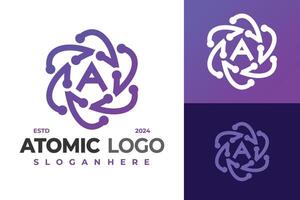 Letter A Atomic logo design symbol icon illustration vector