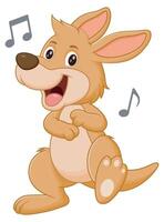 Cute Kangaroo Dancing Cartoon Illustration. Animal Nature Icon Concept Isolated Premium vector