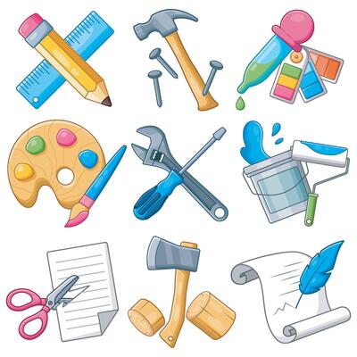 Set of Work Tool Cartoon illustration