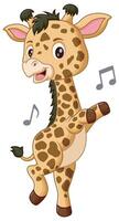Cute Giraffe Dancing Cartoon Illustration. Animal Nature Icon Concept Isolated Premium vector