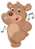 Cute Bear Dancing Cartoon Illustration. Animal Nature Icon Concept Isolated Premium vector