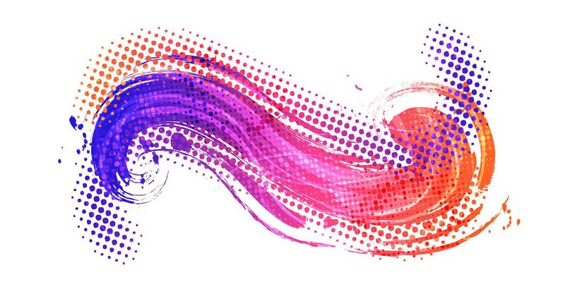 Colorful Gradient Brush Texture Background with Halftone Effect. Sport Background with Grunge Style