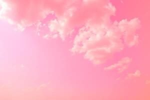 Pink sky clouds background, pastel sky background photo