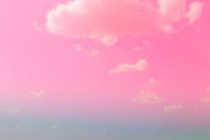 Pink sky clouds background, pastel sky background photo