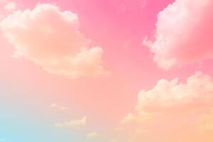 Pink sky clouds background, pastel sky background photo