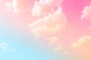 Pink sky clouds background, pastel sky background photo