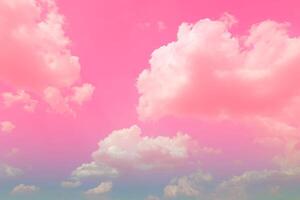 Pink sky clouds background, pastel sky background photo