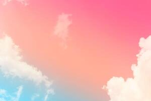 Pink sky clouds background, pastel sky background photo