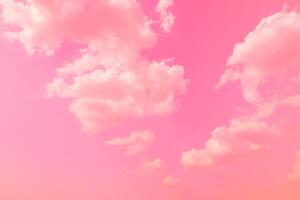 Pink sky clouds background, pastel sky background photo