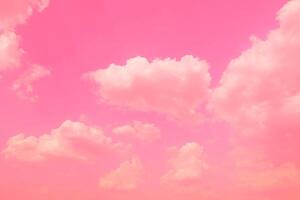 Pink sky clouds background, pastel sky background photo