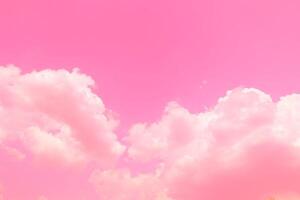 Pink sky clouds background, pastel sky background photo