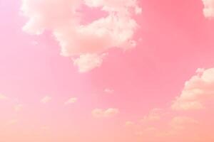 Pink sky clouds background, pastel sky background photo