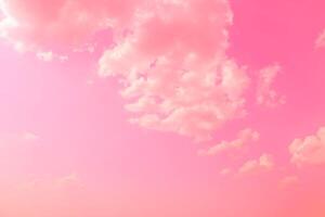 Pink sky clouds background, pastel sky background photo