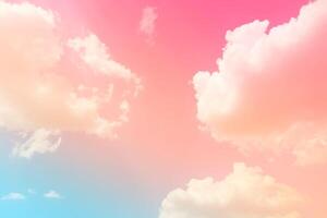Pink sky clouds background, pastel sky background photo