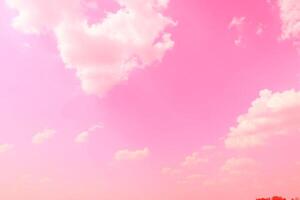 Pink sky clouds background, pastel sky background photo