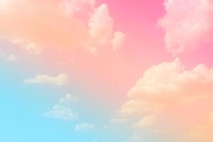 Pink sky clouds background, pastel sky background photo