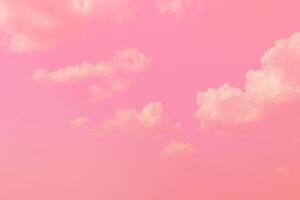 Pink sky clouds background, pastel sky background photo