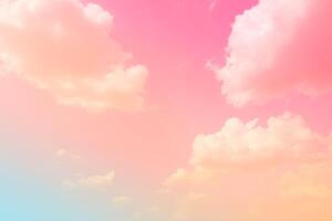 Pink sky clouds background, pastel sky background photo