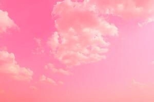 Pink sky clouds background, pastel sky background photo