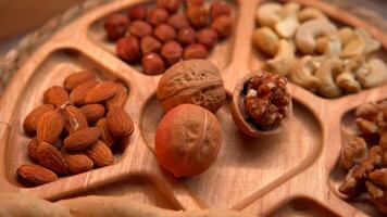 Wooden Tray Filled With Nuts and Nutshells video