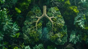 Human Lungs. Trees Shaping Pulmonary Form. World Asthma Day. No Tobacco Day, Clean Air photo