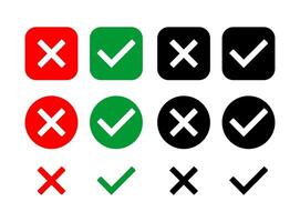 Set of Yes and No or Right and Wrong or Cross Mark and check mark symbol vector