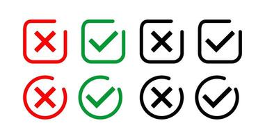 Set of Yes and No or Right and Wrong or Cross Mark and check mark symbol vector