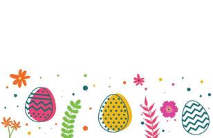 Colorful easter eggs and flowers background vector
