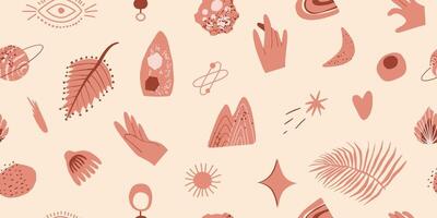 Boho seamless pattern of various shapes. vector