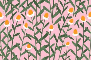Seamless pattern in hippy style. Cute chamomile. vector