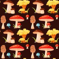 Seamless pattern with colorful mushrooms vector