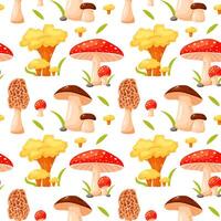 Seamless pattern with colorful mushrooms vector