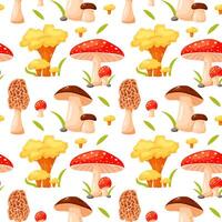 Seamless pattern with colorful mushrooms vector