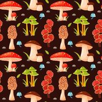 Seamless pattern with colorful mushrooms vector